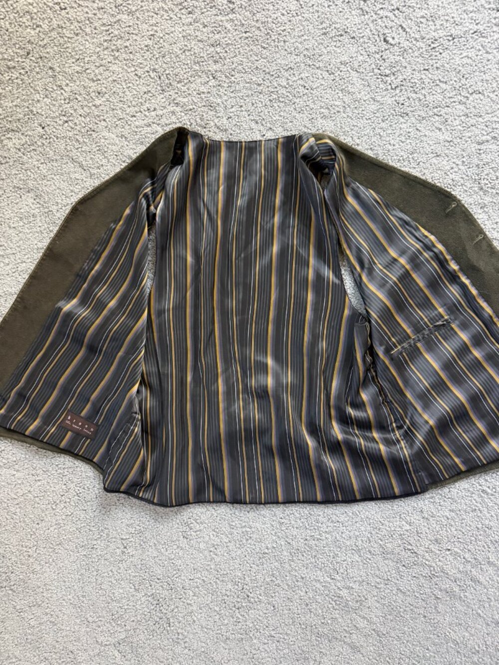 Kroon Olive Green Corduroy Waistcoat Vest Stripe Satin Lining Men's Size - Picture 7 of 16